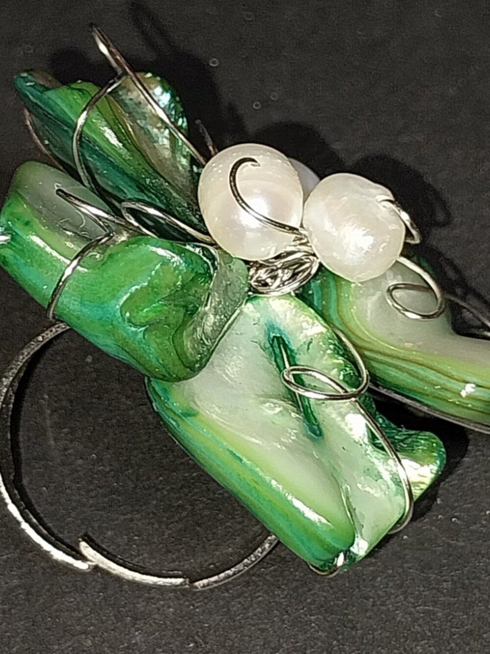 Shell Pearl Adjustable Ring - Picture 3 of 11